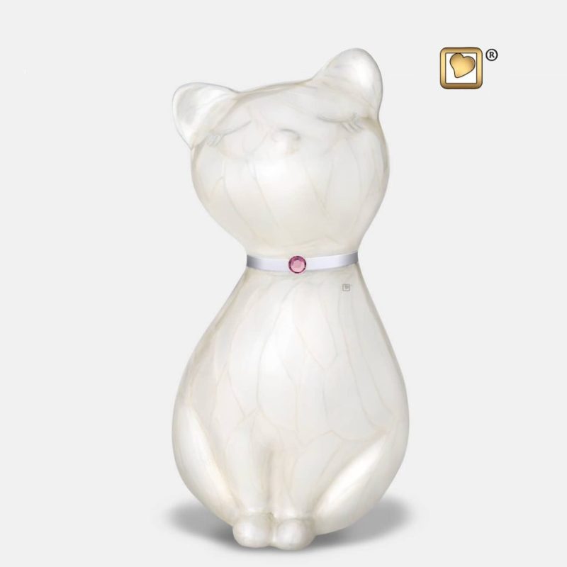 Urne kat - PrincessCat Swarovski | 0,70 litre Perle | blanc Etain brossé