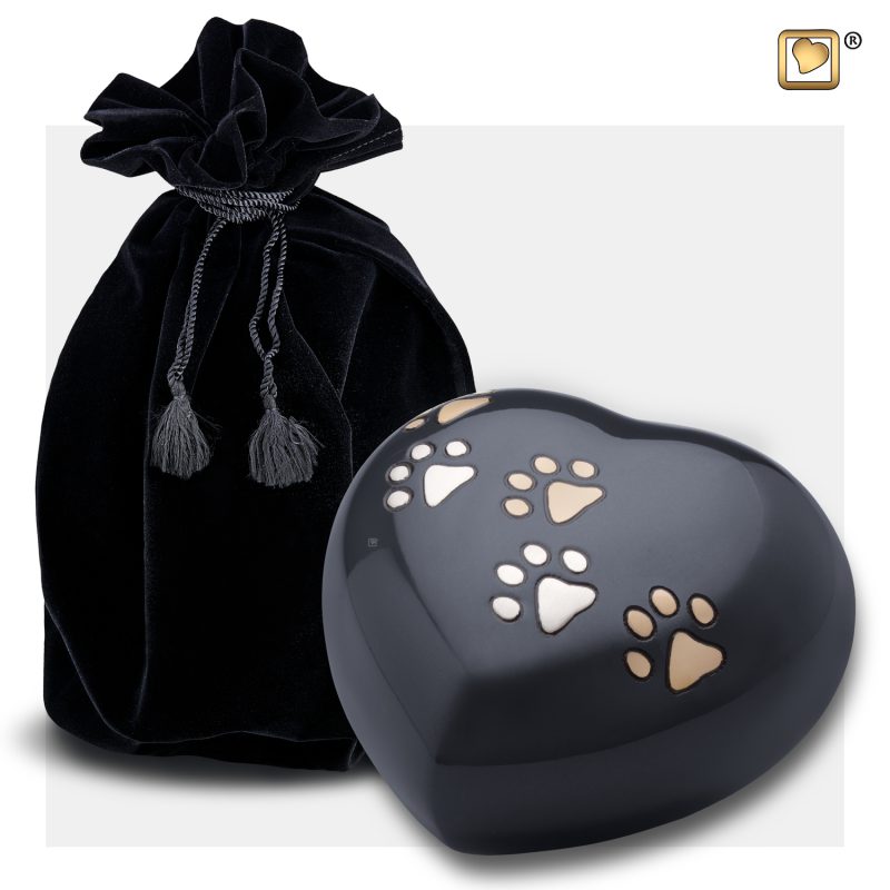 Urne funéraire - Double pattes | coeur | 0,38 litre | Midnight Brushed pewter | Medium