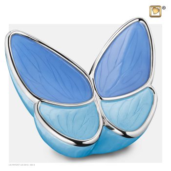 Urne vlinder - Les ailes de l'espoir | 3,20 litres | Bleu perle Argent poli | Grande