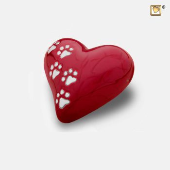 Urne funéraire - Coeur | 0,045 litre | Rouge perle Argent poli | Petite