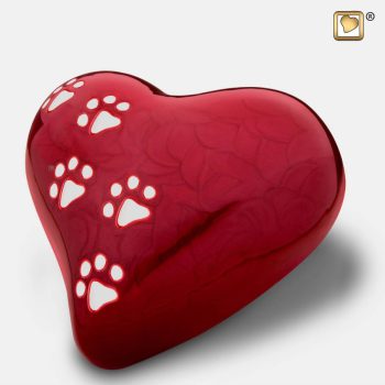Urne de jardin - Coeur 0,95 litre | Rouge perle Argent poli | Grande