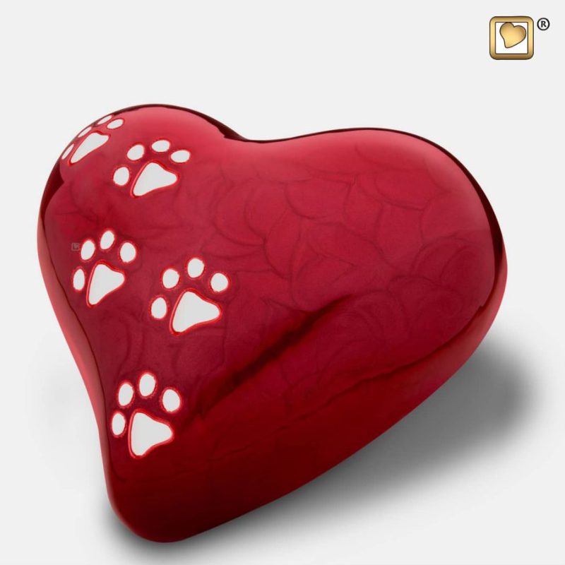 Urne de jardin - Coeur 0,95 litre | Rouge perle Argent poli | Grande