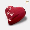Urne de jardin - Coeur 0,45 litre Rouge perle Argent poli Medium