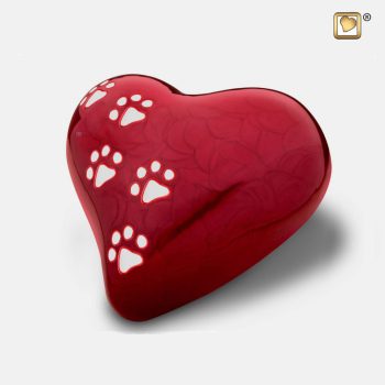Urne de jardin - Coeur 0,45 litre Rouge perle Argent poli Medium