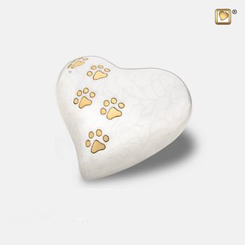 Urne de jardin - Coeur 0,045 litre | Blanc nacré Or brossé | Petite