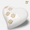 Urne de jardin - Coeur | 0,95 litre | Blanc nacré Or brossé | Grande