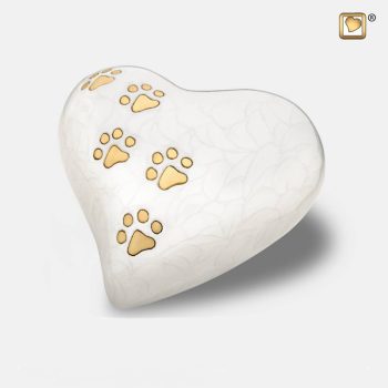 Urne de jardin - Coeur 0,45 litre | Blanc nacré Or brossé | Moyen