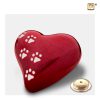 Urne de jardin - Coeur 0,45 litre Rouge perle Argent poli Medium