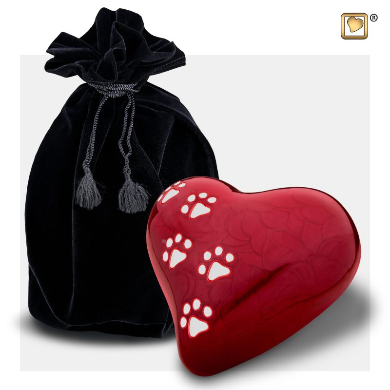 Urne de jardin - Coeur 0,95 litre | Rouge perle Argent poli | Grande