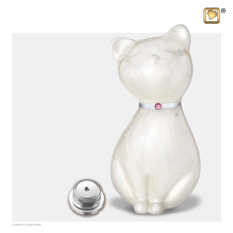 Urne chat - PrincessCat Swarovski | 0,70 litre Pearl | bronze Brushed pewter