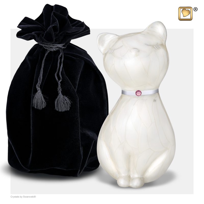 Urne chat - PrincessCat Swarovski | 0,70 litre Pearl | bronze Brushed pewter