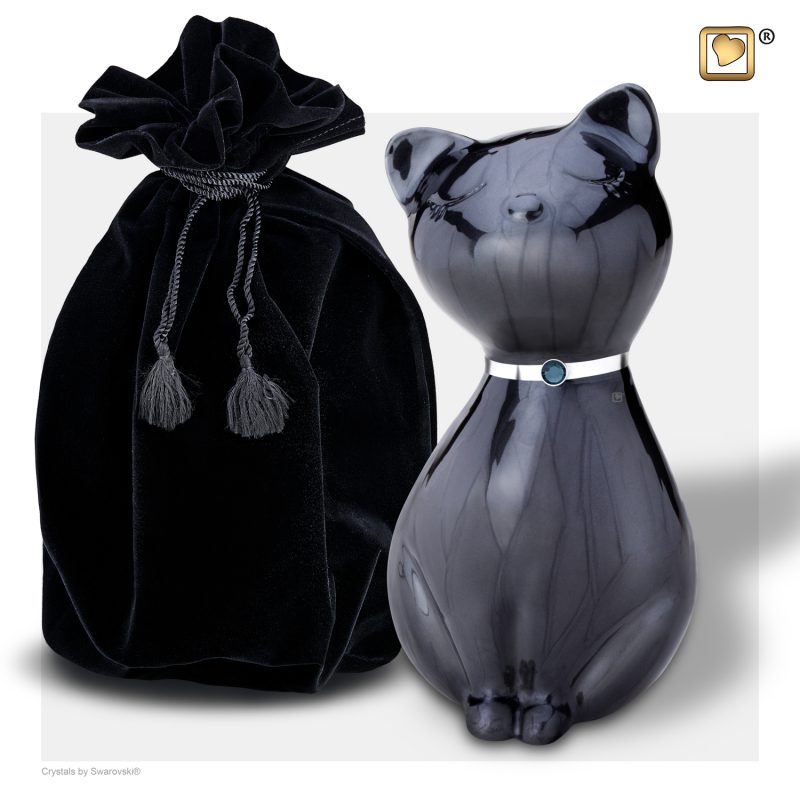 Urne chat - PrincessCat Swarovski | 0,70 litre Pearl | bronze Brushed pewter