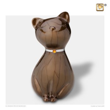 Urne chat - PrincessCat Swarovski | 0,70 litre Pearl | bronze Brushed pewter