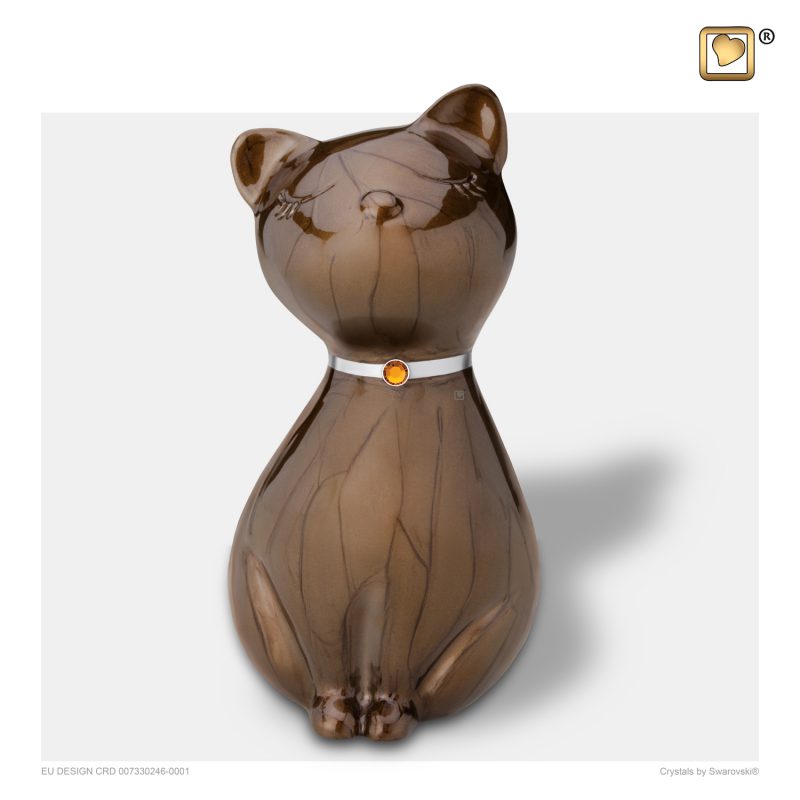 Urne chat - PrincessCat Swarovski | 0,70 litre Pearl | bronze Brushed pewter