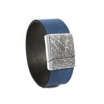 Bracelet en cuir avec empreinte digitale et fermeture à glissière - 24 mm | acier inoxydable