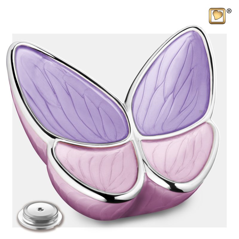 Urne vlinder - Wings of Hope | 3,20 liter Pearl | lavender Polished silver tint Large
