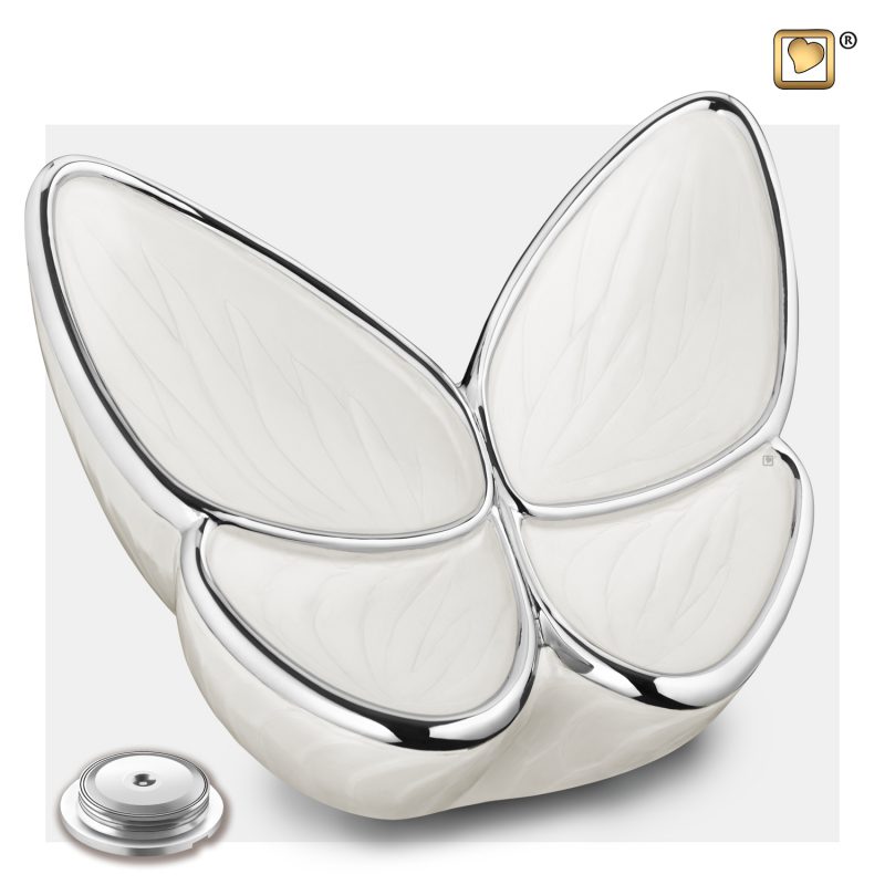 Urne vlinder - Wings of Hope | 3,20 liter Pearl | white Polished silver tint Large