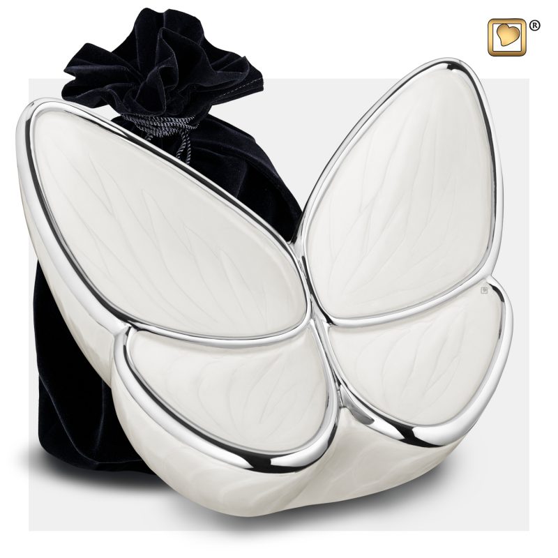 Urne vlinder - Wings of Hope | 3,20 liter Pearl | white Polished silver tint Large