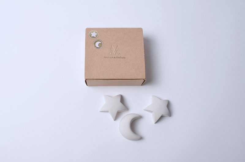 Pierre commémorative petite - Lune et étoile | blanc | Mélange de 3 pièces