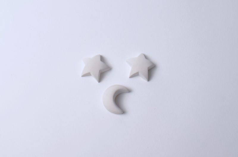 Set de peinture pierre commémorative - Etoile et lune moyenne et petite | Peinture acrylique et pinceaux