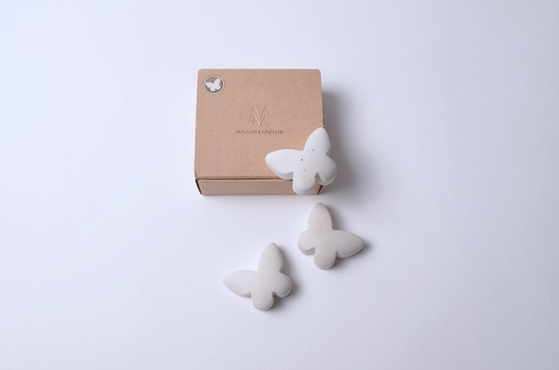 Pierre commémorative petite - Papillon | blanc | Mélange de 3 pièces