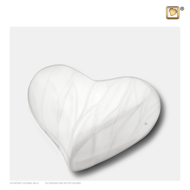 Mini urne - Coeur | 0,045 litre | Blanc nacré