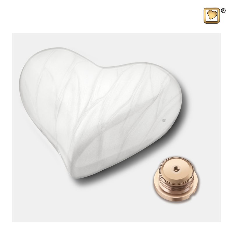Mini urne - Coeur | 0,045 litre | Blanc nacré