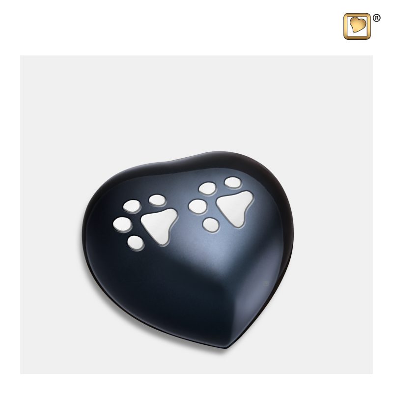 Urne animalière - Double patte coeur | 0,085 litre | Bru midnight & ; pewter