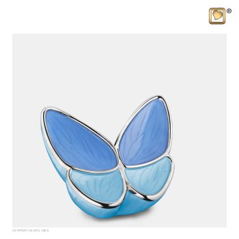 Urne vlinder - Wings of Hope | 0,045 litre | Pearl Blue Polished Silver tint Small