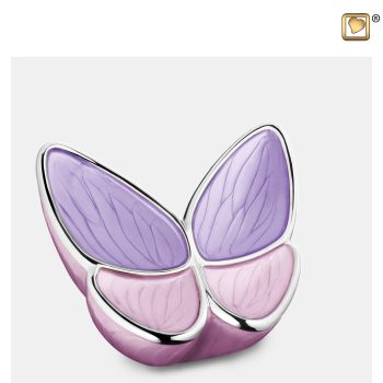 Urn vlinder - Wings of Hope 0,40 liter Pearl lavender Polished silver tint Medium M1040
