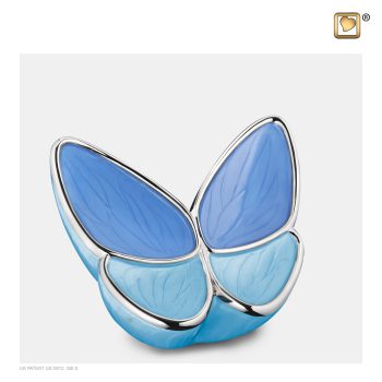 Urne vlinder - Wings of Hope | 0,4 litre | Bleu perle Argent poli Medium