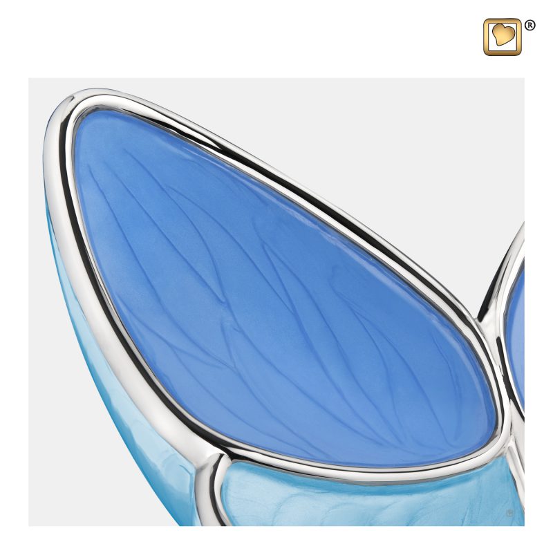 Urne vlinder - Wings of Hope | 0,4 litre | Bleu perle Argent poli Medium