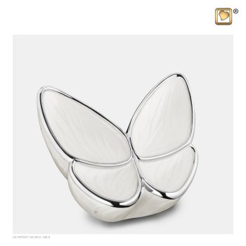 Urn vlinder - Wings of Hope | 0,4 liter | Pearl white Polished silver tint Medium