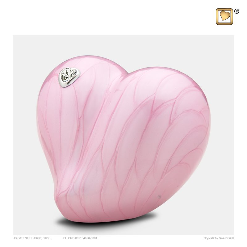 Petite urne coeur - Coeur Swarovski | 0.65 litres | Rose perle