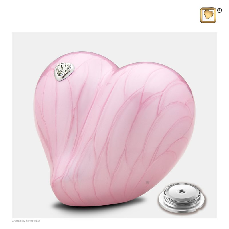 Petite urne coeur - Coeur Swarovski | 0.65 litres | Rose perle