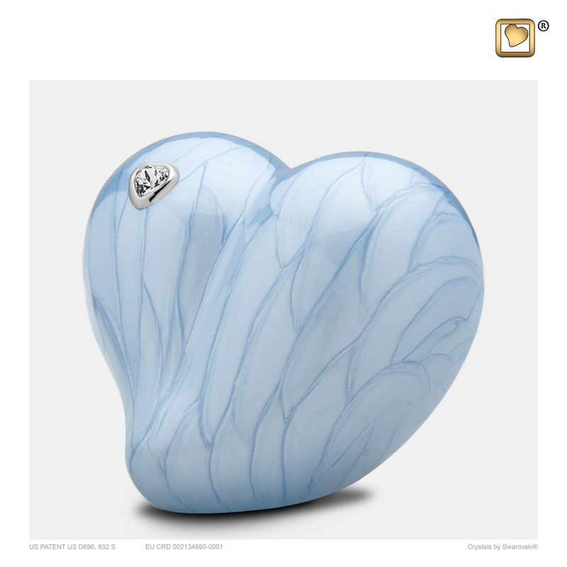 Petite urne coeur - Coeur Swarovski | 0.65 litres | Bleu perle