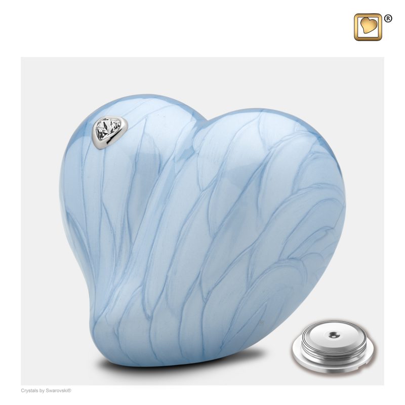 Petite urne coeur - Coeur Swarovski | 0.65 litres | Bleu perle