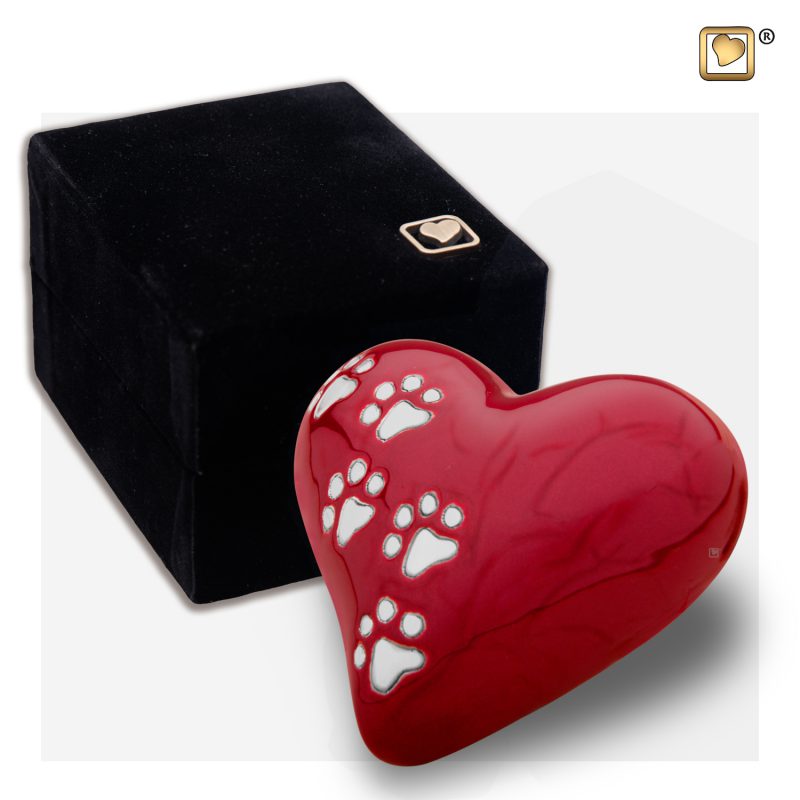 Urne funéraire - Coeur | 0,045 litre | Rouge perle Argent poli | Petite