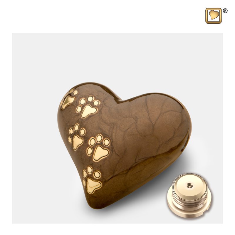 Urne funéraire - Coeur | 0,045 litre | Bronze perlé Or brossé | Petite