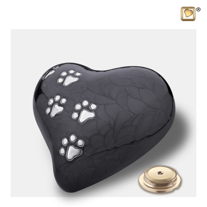 Urne de jardin - Coeur | 0,45 litre | Perle minuit Etain brossé | Moyen