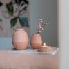 Mini urn – Keramische urn | medium 650 ml inclusief vaasje en waxinelichthouder | diverse kleuren - terra