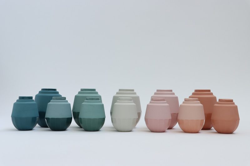 Mini urne - Urne en céramique | set de 150 ml et 650 ml avec vase assorti | différentes couleurs