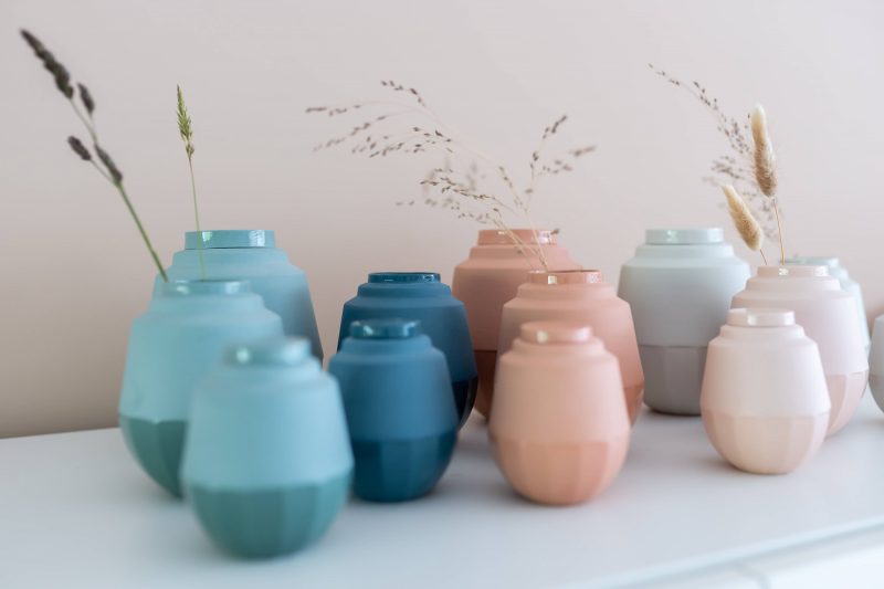 Mini urne - Urne en céramique | set de 150 ml et 650 ml avec vase assorti | différentes couleurs