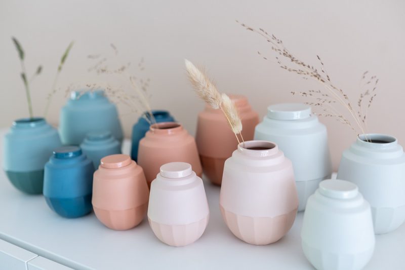 Mini urne - Urne en céramique | set de 150 ml et 650 ml avec vase assorti | différentes couleurs