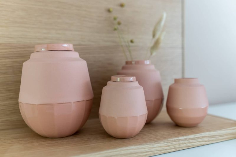 Mini urne - Urne en céramique | set de 150 ml et 650 ml avec vase assorti | différentes couleurs