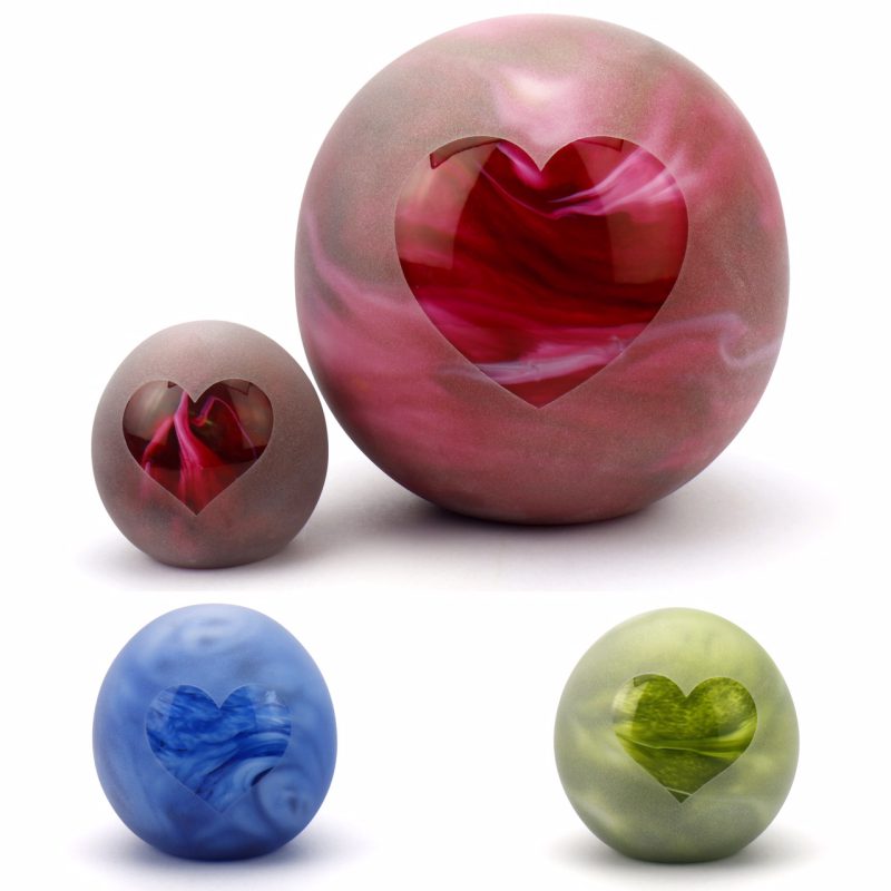 Urne Coeur - Frosted Line Pebble Heart | 50ml | Personnalisé