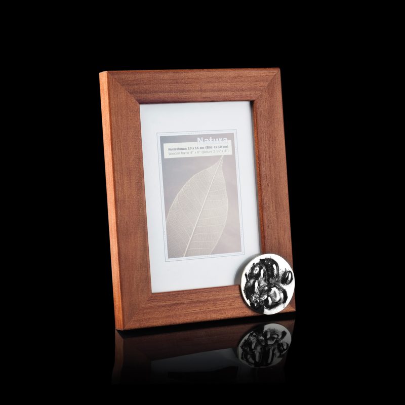 Cadre photo en bois avec impression ronde en bronze