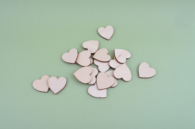 Marqueurs de mémoire - Bois | Coeurs 20 pièces