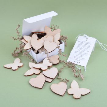 Marqueurs de mémoire - Bois | Mélange de papillons et de coeurs 20 pièces