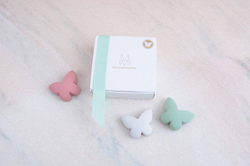 Pierre commémorative petit mélange - Papillon rose | Edition limitée